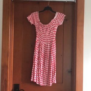 ASOS off the shoulder Gingham Dress